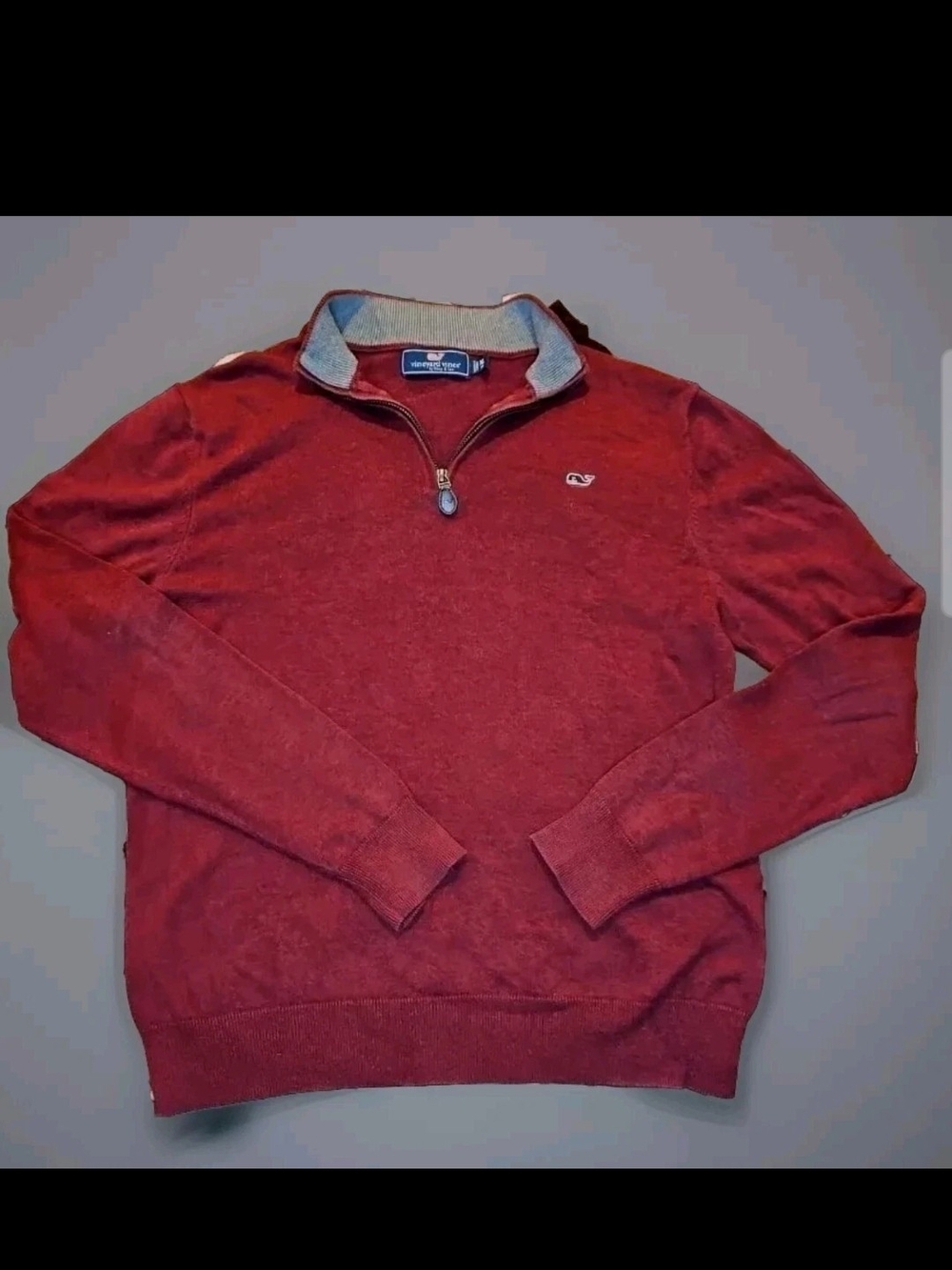 Vineyard Vines Pullover BOYS  L (18) Maroon Saltwater 1/4 Zip Sweater